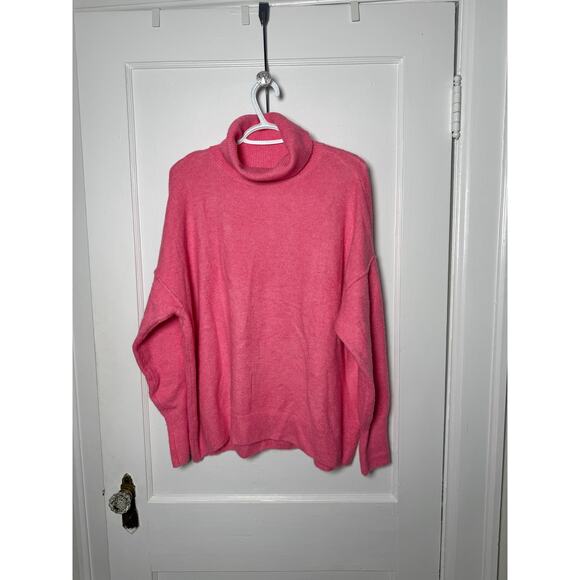 Vince Camuto Bright Pink Turtleneck Oversized Slouchy Sweater Women's Large - Picture 1 of 8